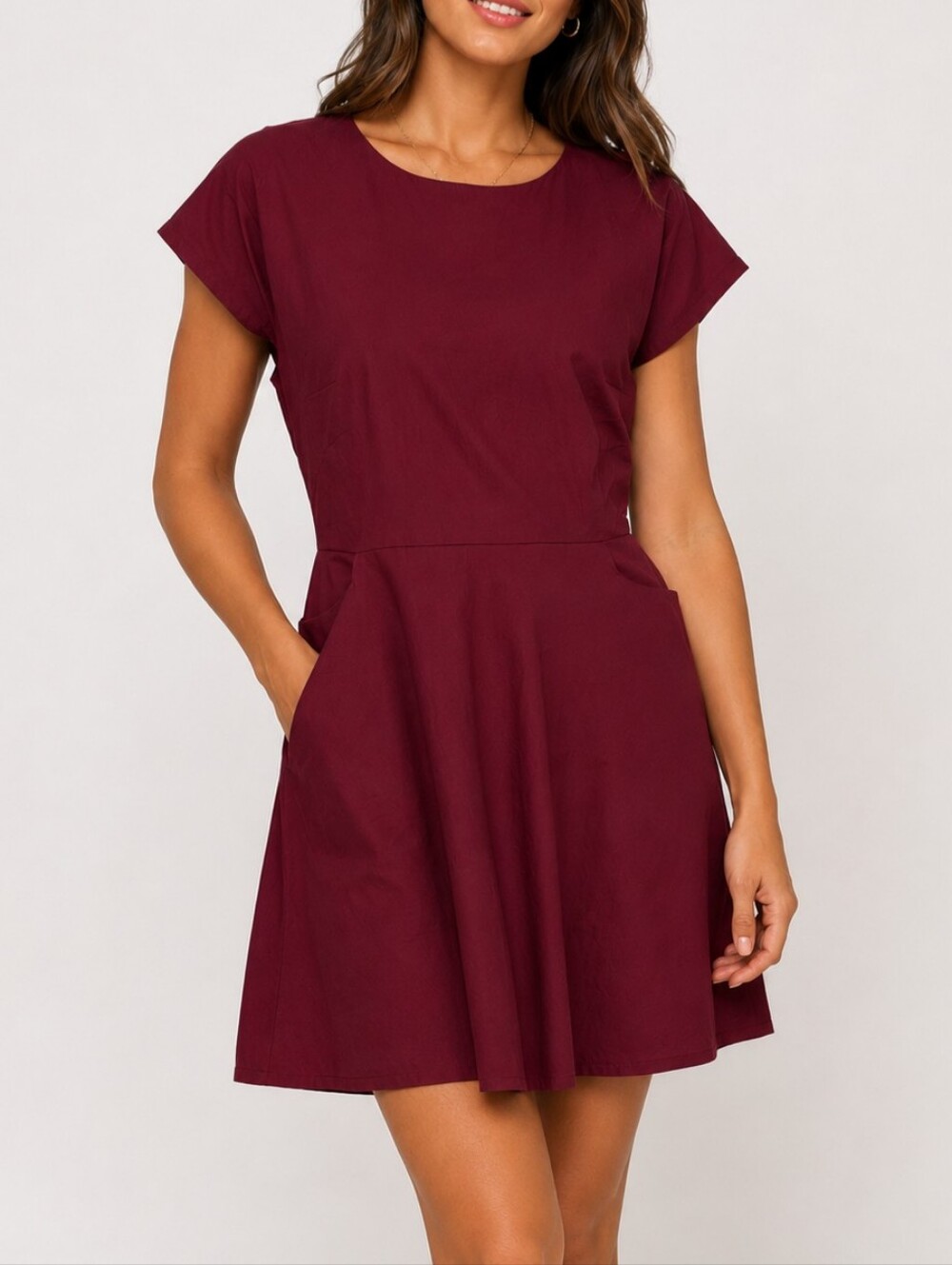 Tribal Burgundy Dress With Pockets Dark Academia Classic Autumn Wedding Guest